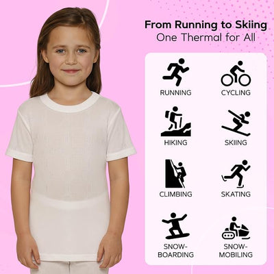 Octave® Girls Thermal Underwear Fancy Knit Short-Sleeved Vest