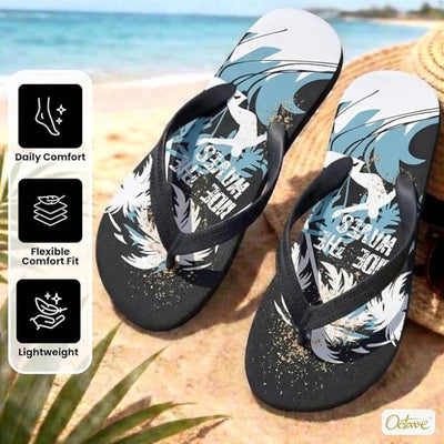 OCTAVE Mens Flip Flops - Surfing Design - Black