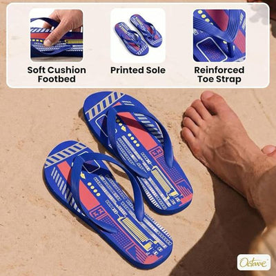 OCTAVE Mens Flip Flops - Techno Design - Blue