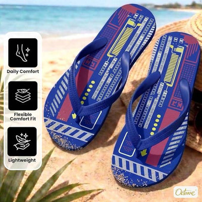 OCTAVE Mens Flip Flops - Techno Design - Blue