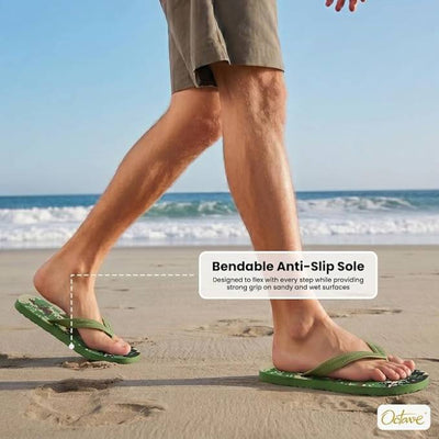 OCTAVE Mens Flip Flops - Camoflague Design - Green