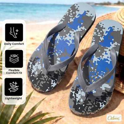 OCTAVE Mens Flip Flops - Camoflague Design - Grey