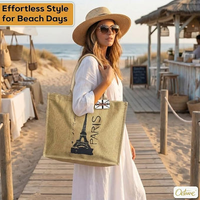 OCTAVE Ladies Summer Beach Tote Handbag - Paris Design