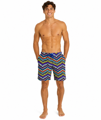 OCTAVE Mens Summer Beach Wear Lightweight Swim Shorts Retro Design