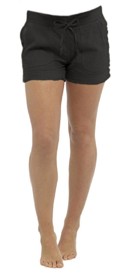 OCTAVE Ladies Linen Shortie Shorts - Black