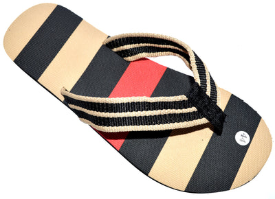 OCTAVE Mens Flip Flops - Striped Comfort Strap Design - Black