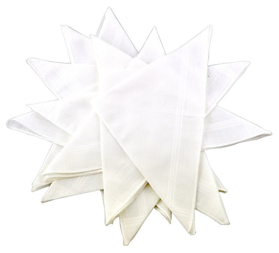 OCTAVE Mens White Handkerchiefs With Stripes - 10 Pack