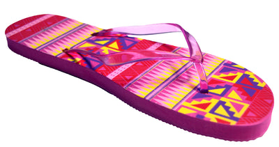 OCTAVE Ladies Summer Beach Wear Flip Flops Wave Design - Pink