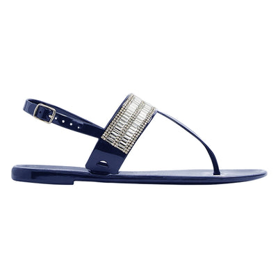 Flat Jelly Sandals Side Navy