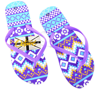 OCTAVE Ladies Summer Beach Wear Flip Flops - Aztec Waves Design