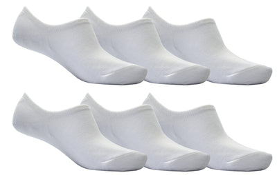 OCTAVE Adults Unisex Plain Invisible Trainer Liner Socks - 6 Pack White
