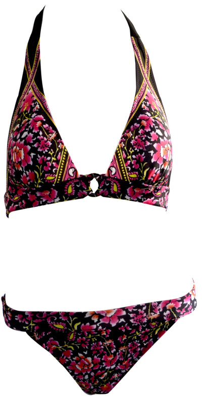 OCTAVE Ladies Floral Print Halter Neck With Tie Up Straps Bikini Set