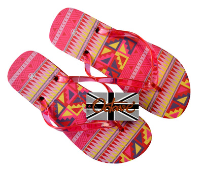 OCTAVE Ladies Summer Beach Wear Flip Flops Wave Design - Orange