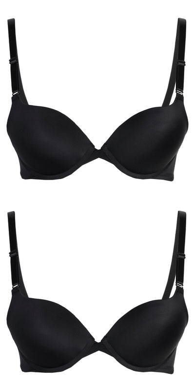 Passionelle® Womens Seamless 2 Cup Sizes Bigger Padded Push up Bras - Pack of 2