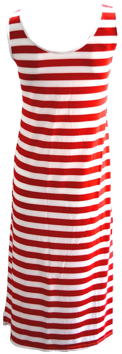 OCTAVE Ladies Maxi Dress Striped Design - Red & White