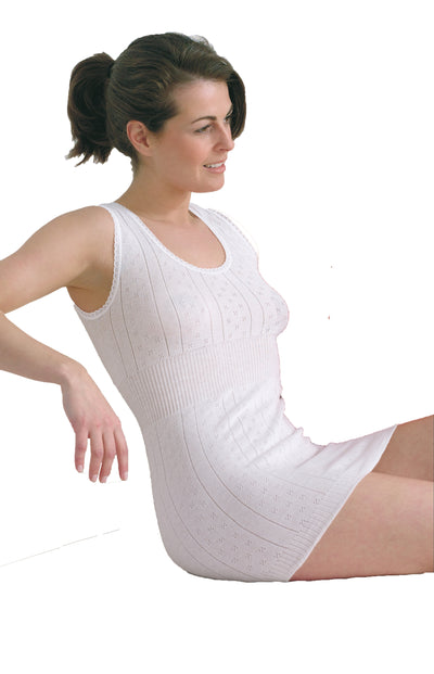 Palm British Made Ladies/Womens 100% Cotton Fancy Knit Built Up Shoulder Vest