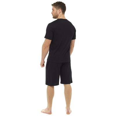 Octave Mens Plain Cotton Henley Neck T-Shirt & Shorts Summer Pyjama Lounge Set (RRP £14.99) - SPECIAL OFFER