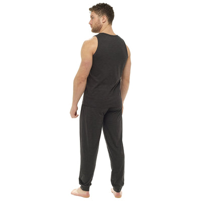 Octave Mens Plain Cotton Vest & Cuffed Pants Summer Pyjama Lounge Set