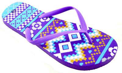 OCTAVE Ladies Summer Beach Wear Flip Flops - Aztec Waves Design