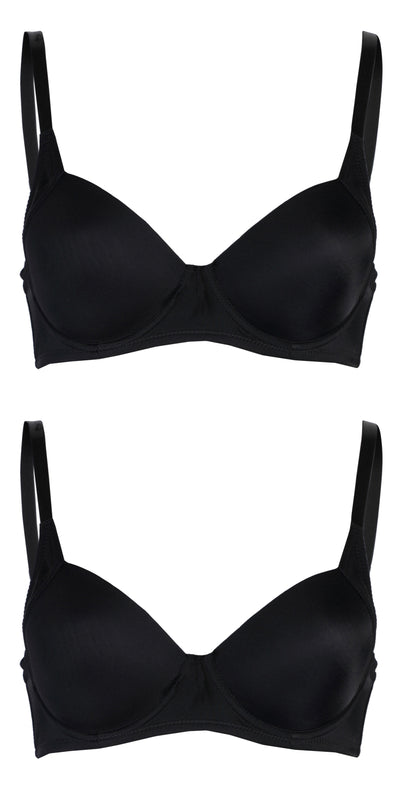 Passionelle® Womens Classic Lingerie Designer Seamless T-Shirt Bras - Pack of 2