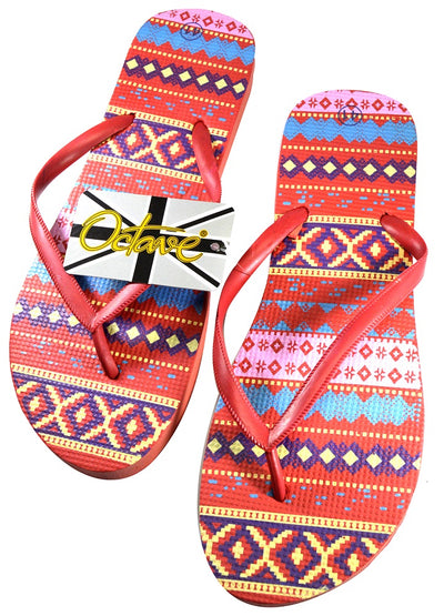 OCTAVE Ladies Summer Beach Wear Flip Flops - Aztec Design