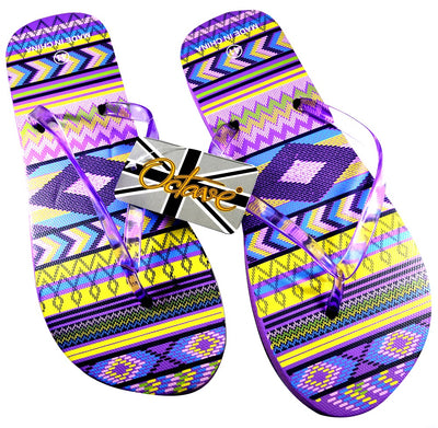 OCTAVE Ladies Summer Beach Wear Flip Flops Wave Design - Purple