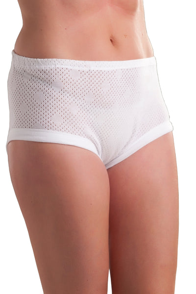 3 Pack : Passionelle® Womens Cuff Leg Extra Comfortable Mama Briefs - 100% Soft Cotton Eyelet Fabric