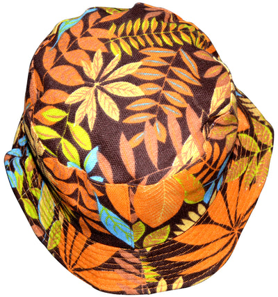 OCTAVE Reversible Bucket Hat - Orange Leaf Print/Stone