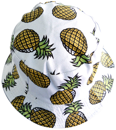 OCTAVE Reversible Bucket Hat - White With Pineapple Print/Black