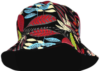 OCTAVE Reversible Bucket Hat - Red Leaf Print/Black