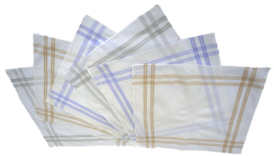 OCTAVE Mens White Handkerchiefs With Stripes - 10 Pack