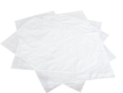 OCTAVE Mens White Handkerchiefs With Stripes - 10 Pack