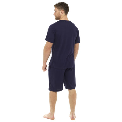 Octave Mens Plain Cotton Henley Neck T-Shirt & Shorts Summer Pyjama Lounge Set (RRP £14.99) - SPECIAL OFFER