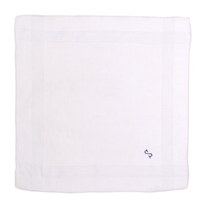 OCTAVE® Mens White 100% Cotton Embroidered With Blue Initial Handkerchiefs Gift Boxed 7 Pack - Perfect Gift Idea