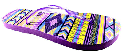 OCTAVE Ladies Summer Beach Wear Flip Flops Wave Design - Purple