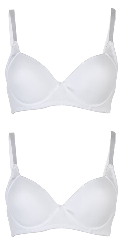 Passionelle® Womens Classic Lingerie Designer Seamless T-Shirt Bras - Pack of 2