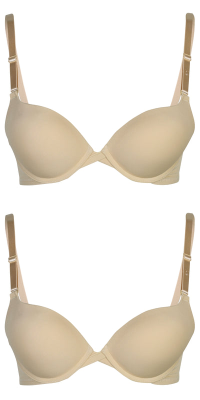Passionelle® Womens Seamless 2 Cup Sizes Bigger Padded Push up Bras - Pack of 2