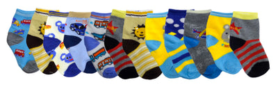 OCTAVE Boys Kids Children Toddlers Ankle Socks In Cool Funky Designs - Pack of 12