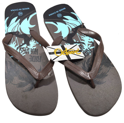 OCTAVE Mens Flip Flops - Surfing Design - Brown