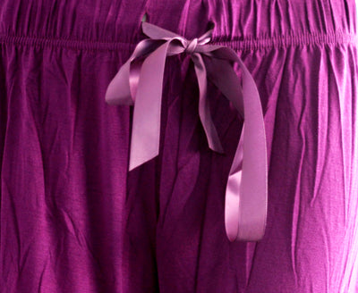 OCTAVE Ladies Viscose Long Sleeve Lace Trim V Neck Top & Long Pants Pyjama Set