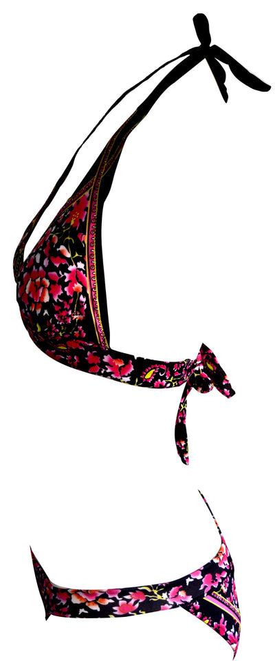 OCTAVE Ladies Floral Print Halter Neck With Tie Up Straps Bikini Set