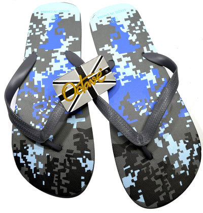 OCTAVE Mens Flip Flops - Camoflague Design - Grey