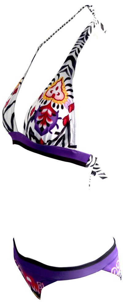 OCTAVE Ladies Sporty Floral Print Halter Neck With Tie Up Straps Bikini Set