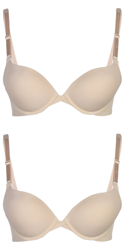 Passionelle® Womens Seamless 2 Cup Sizes Bigger Padded Push up Bras - Pack of 2