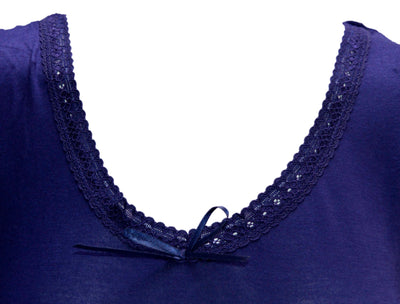 OCTAVE Ladies Viscose Long Sleeve Lace Trim V Neck Top & Long Pants Pyjama Set