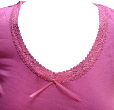 OCTAVE Ladies Viscose Long Sleeve Lace Trim V Neck Top & Long Pants Pyjama Set