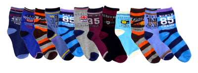 OCTAVE Boys Kids Children Toddlers Ankle Socks In Cool Funky Designs - Pack of 12