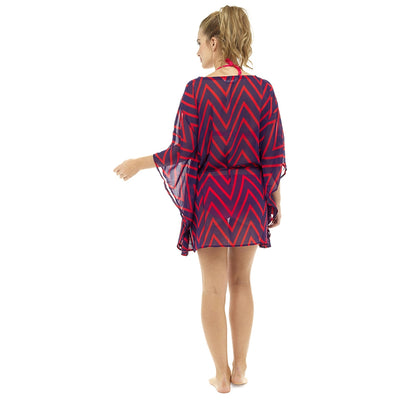 Octave Ladies Striped Chiffon Kaftan Bikini Swimsuit Beach Cover Up