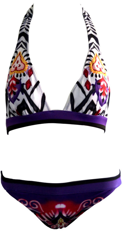 OCTAVE Ladies Sporty Floral Print Halter Neck With Tie Up Straps Bikini Set