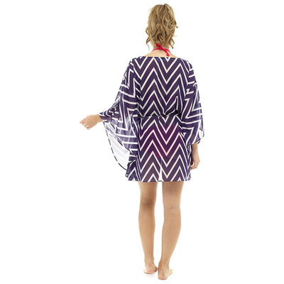 Octave Ladies Striped Chiffon Kaftan Bikini Swimsuit Beach Cover Up